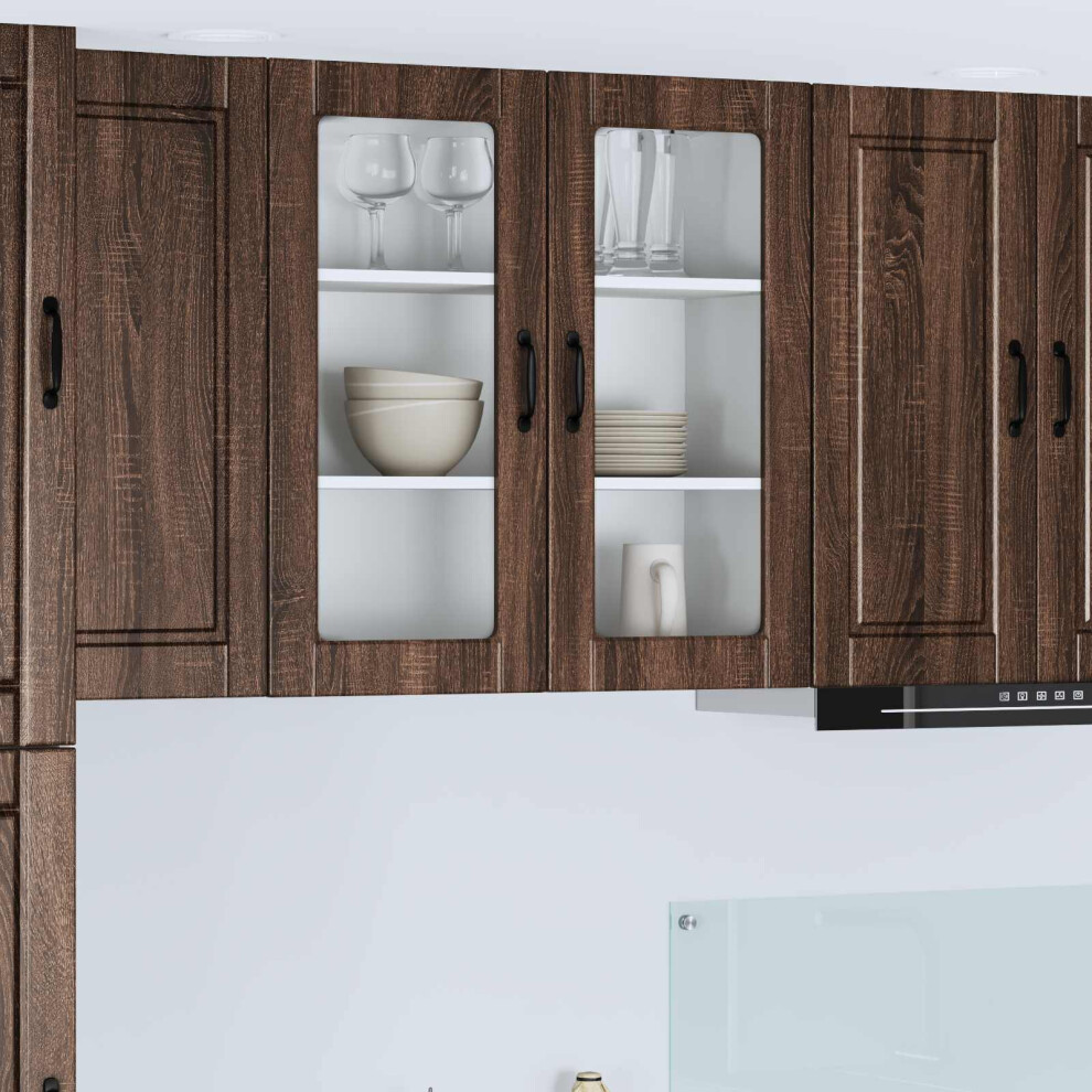 Vidaxl Wall Glass Cabinet Porto Brown Oak 80 X 31 X 80 Cm 8721359462937