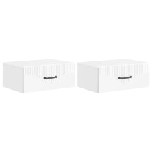 vidaXL Wall-Mounted Bedside Cabinet with Drawer 2 pcs High Gloss White