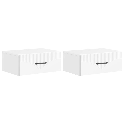 VidaXL vidaXL Wall-Mounted Bedside Cabinet with Drawer 2 pcs High Gloss White