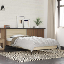 vidaXL Bed Frame with Headboard Sonoma Oak 80 x 200 cm Engineered Wood