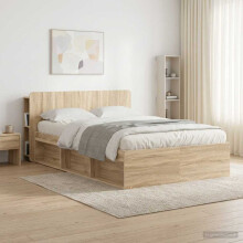 vidaXL Headboard Cabinet with Storage Sonoma Engineered Wood
