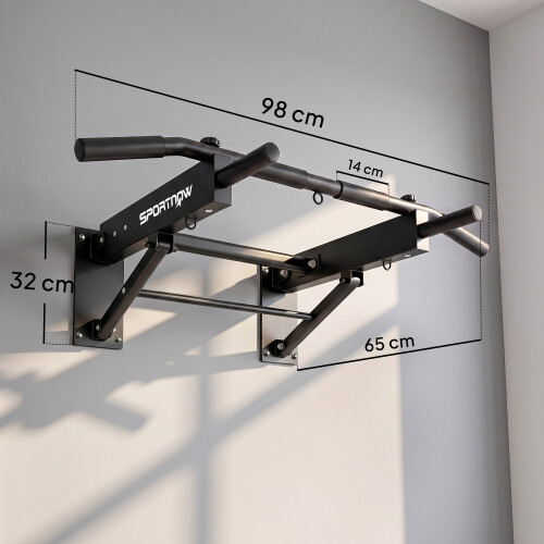 SPORTNOW Pull Up Bar Wall Mounted, Folding Chin Up Bar, Max Load 120 kg 2