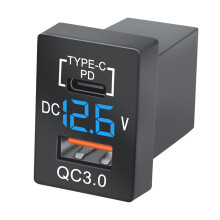New Charger QC3.0 USB Car Charger Socket PD Type-C Charger with LED Digital Voltmeter for New Quick Charge