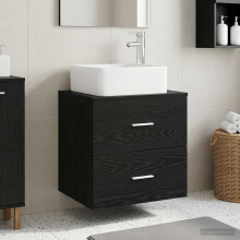 vidaXL Wall-Mounted Sink Vanity Black Oak 49.5 x 41 x 63 cm