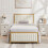 Single Metal Bed with Linen Upholstered Panels 1