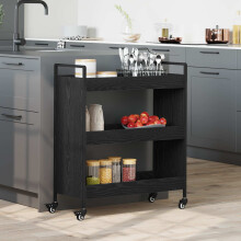 vidaXL Küchentrolley Schwarz Eichen-Optik 70 x 30 x 82 cm