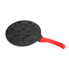 Pancake Maker - Non-Stick Pancake Pan Griddle Grill Pan Crepe Maker 7-Mold Pancakes with Silicone Handle, Black Animal