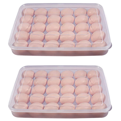 Egg Container, Refrigerator Deviled Egg Tray Carrier with Lid for 60 Eggs - Plastic Fridge Stackable Portable 2 Pack