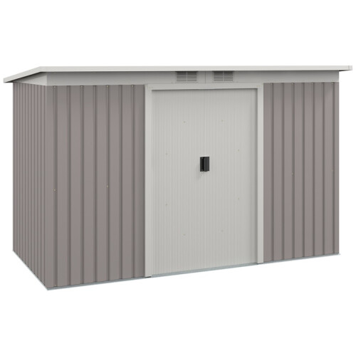 Metal Garden Storage Shed 9x4FT Light Grey