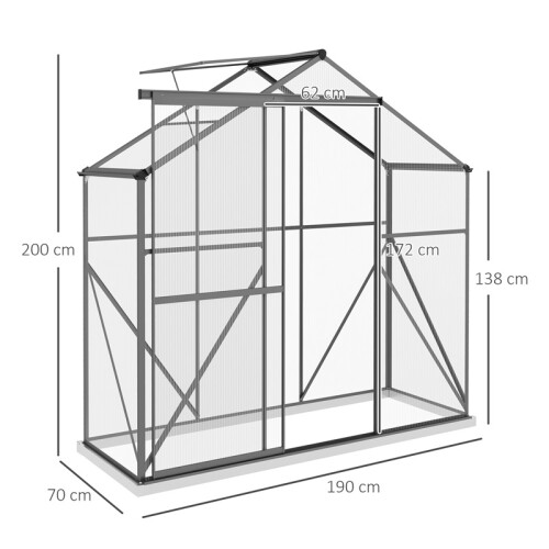 6-Pack 2.5ft Walk-In Polycarbonate Greenhouse 2