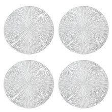 4 PièCes Napperons Ronds Restaurant Creux PVC DéCoration Repas Tapis Anti-Chaude Table à Manger Ligne Tapis Steak Plaque Pad Argent