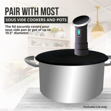 Coperchi nel Silicone da 1 Pezzo - Adatto un Pentole Fino un 10,5 Pollici - Compatibile con Fornelli di Precisione Sous Vide Culinari per Anova Nero