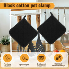7 Piezas Soportes para Ollas de AlgodóN Negro para Cocina Manoplas de Horno, Almohadilla de Calor Lavable una MáQuina y Resistente Al Calor
