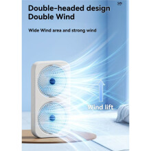 Doppelkopf-USB-Ventilator mit Drehbaren Flügeln, Wandmontage oder Freistehend, Wiederaufladbar, für Schlafzimmer, Outdoor-Aktivitäten und Camping