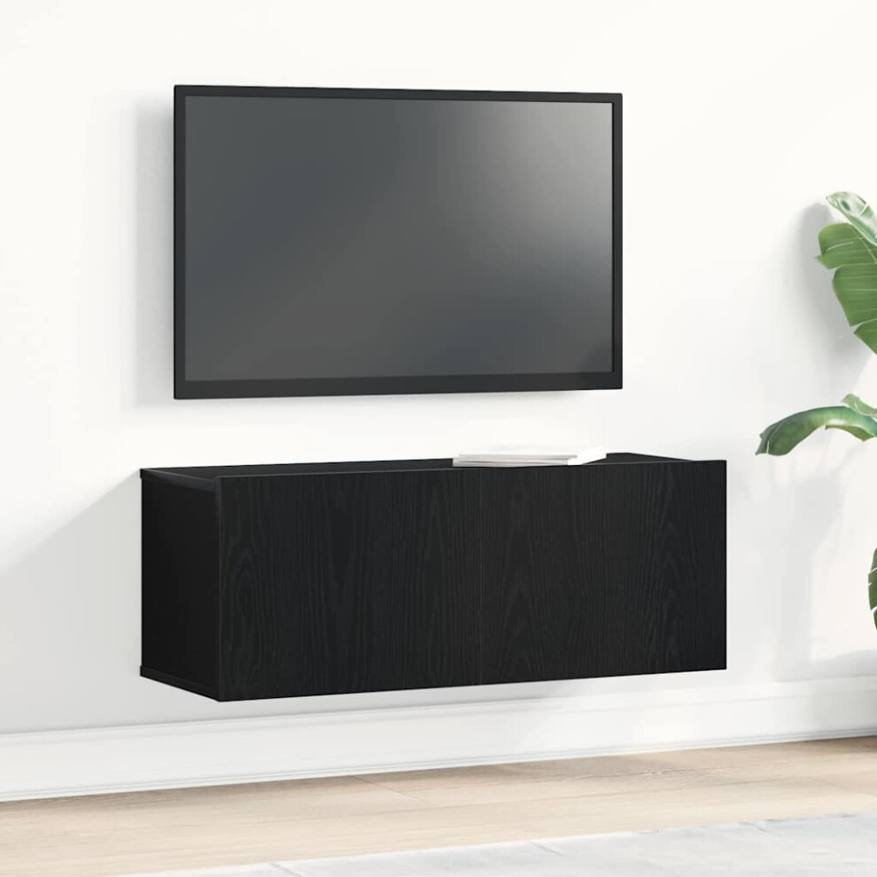 Vidaxl Tv Cabinet Black Oak 80 X 30 X 30 Cm Engineered Wood