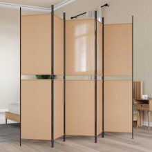 vidaXL 5-Panel Room Divider Beige 250 x 200 cm Fabric
