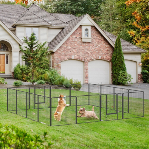 PawHut 16-Panel Heavy-Duty Puppy Playpen - Grey 1