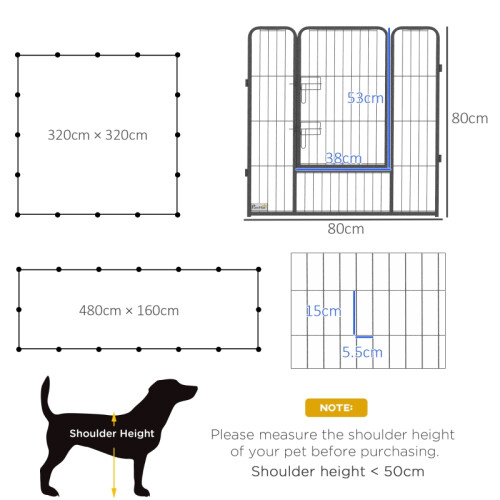 PawHut 16-Panel Heavy-Duty Puppy Playpen - Grey 2