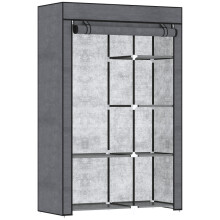 Rail and Six Shelf Fabric Wardrobe - Dark Grey