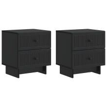 vidaXL Bedside Cabinet 2 pcs Black 43 x 34.5 x 47.5 cm Engineered Wood
