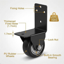 4pack Side Mount Casters 2 Inch Directional Castor Wheel with L Mounting Plate Silent Fixed for Bed Cabinet Plant Stand
