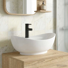 vidaXL Bathroom Wash Basin Matte Black 59 x 35 x 21 cm Metal