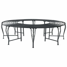vidaXL Tree Bench 8-Seater Ø 160 x 44 cm Steel Black Round