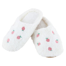 CTM Women's Strawberry Print Fur Slippers