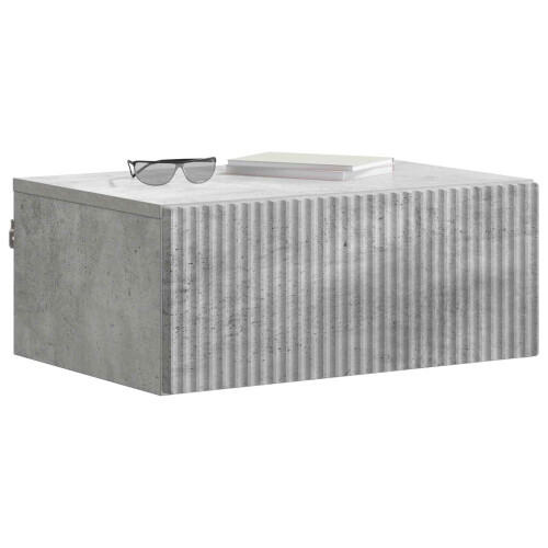 VidaXL vidaXL Wall-Mounted Bedside Cabinet with Drawer 2 pcs Concrete Grey 1