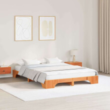 vidaXL Bed Frame Wax Brown 140 x 200 cm Solid Pine Wood