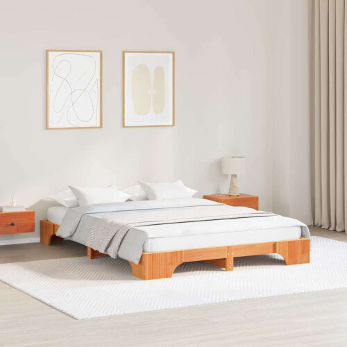 VidaXL vidaXL Bed Frame Wax Brown 140 x 200 cm Solid Pine Wood