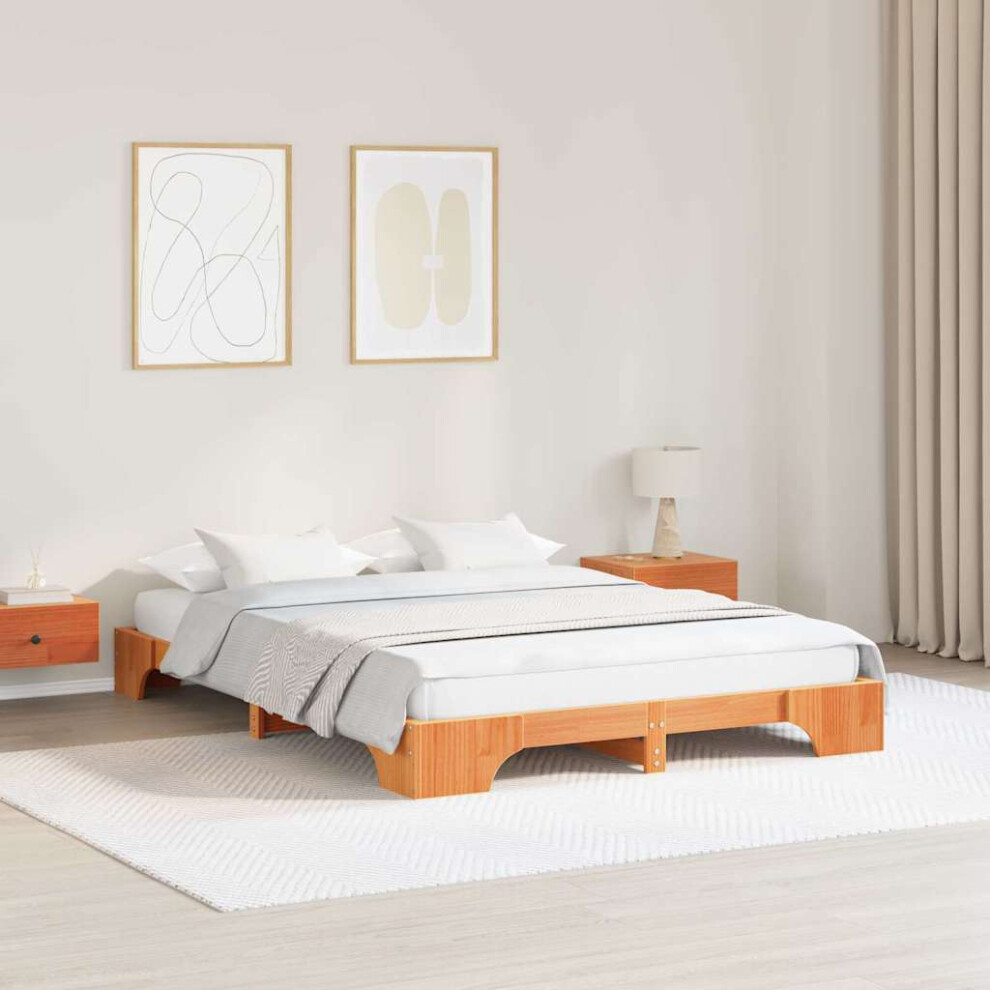 Vidaxl Bed Frame Wax Brown 140 X 200 Cm Solid Pine Wood
