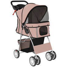 PawHut Brown Pet Stroller with Reflective Strips