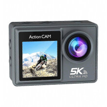 Videocamera d'azione 5K a 30 fps impermeabile per snorkeling, registrazione audio e video, stabilizzazione EIS, microfono wireless.