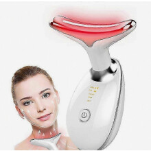 Nacken- und Gesichtsmassagegerät mit LED-Lichttherapie, wiederaufladbares Hautpflegegerät, 3 Lichtmodi, Schönheitsinstrument