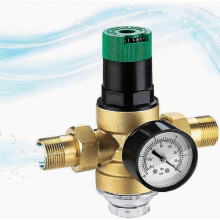 Regulador de presión de agua de 3/4 de pulgada con manómetro y filtro de malla para sistemas de plomería domésticos y protección de ele