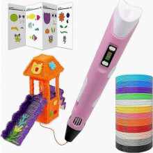 Set di penne per stampa 3D per bambini e adulti con display LCD, filamento a 12 colori, design ergonomico per progetti creativi.