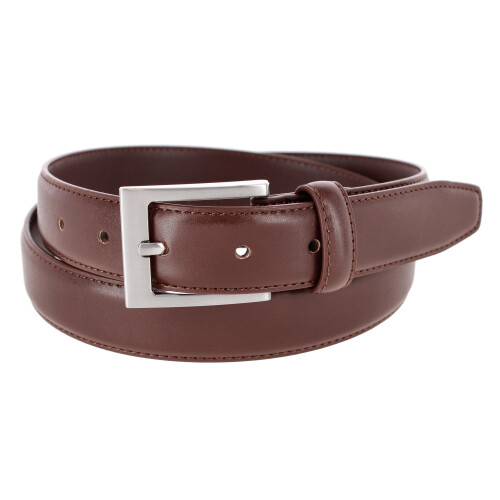 CTM Men's Leather 28.5 mm Basic Dress Belt with Silver Buckle