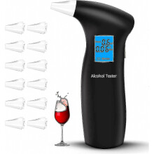 Profesionálny alkohol tester s 12 náustkami, presný dychový analyzátor, LCD displej, prenosný a ľahko použiteľný