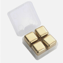 Reusable Stainless Steel Ice Cubes for Whiskey, Vodka, Wine, Juice and Soda, Gold Finish, Chill Rocks for Drinks