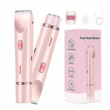 2 in 1 Wet and Dry Electric Bikini Trimmer for Women, Dual Head Shaver, Gentle Body Hair Removal Tool