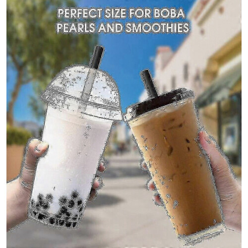 100 τεμάχια πλαστικά καλαμάκια Boba Milk Tea μιας χρήσης για χρήση σε ποτά, διαφανή 1