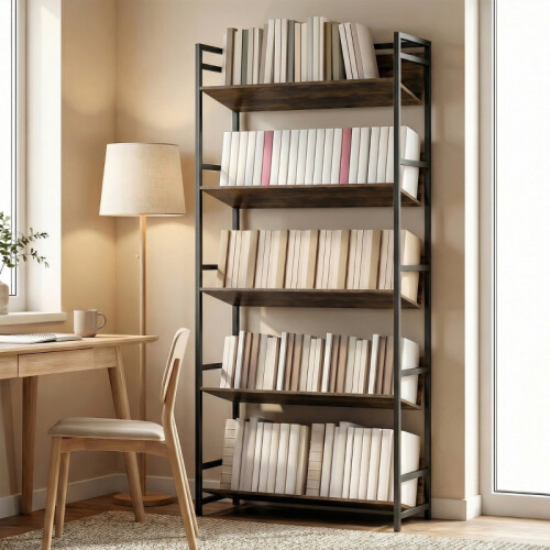 5-Tier Metal Bookshelf Room Divider 1