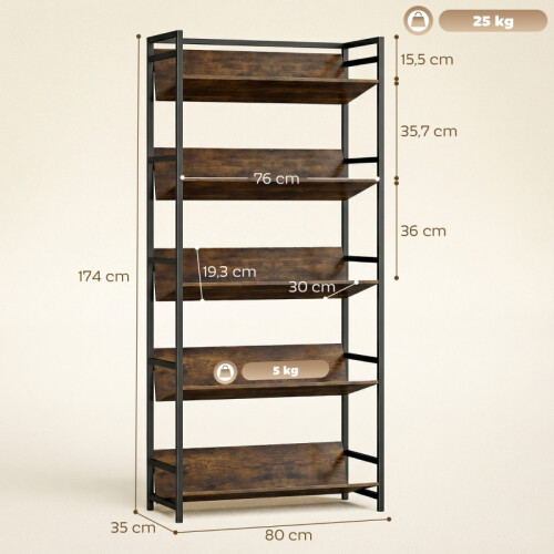 5-Tier Metal Bookshelf Room Divider 2