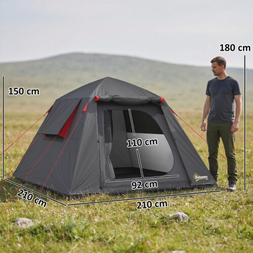 Outsunny 3000mm Waterproof Camping Tent, 2 Doors 2