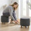 Round Storage Ottoman with Lid, Dark Grey 8
