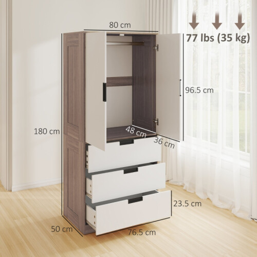 Modern 3-Drawer 2-Door Wardrobe Unit 2