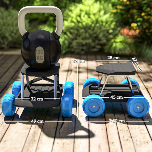 Blue Garden Cart with Wheels & Tool Tray 2