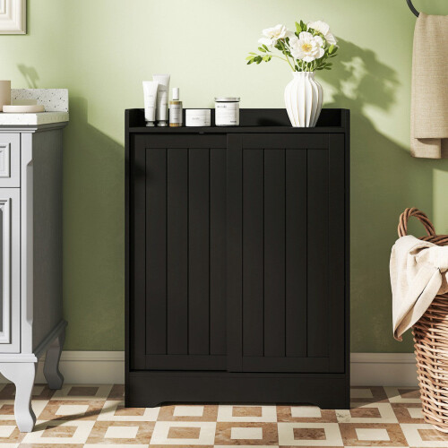 Bathroom Storage Cabinet - Slim, Sliding Doors, Paper Holder 2