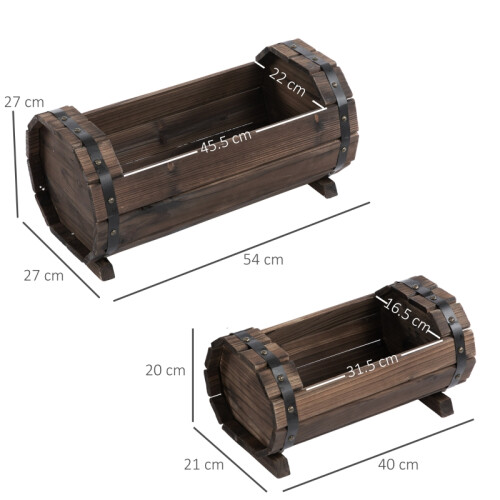 2PCs 56L Carbonized Wood Planter Box 2